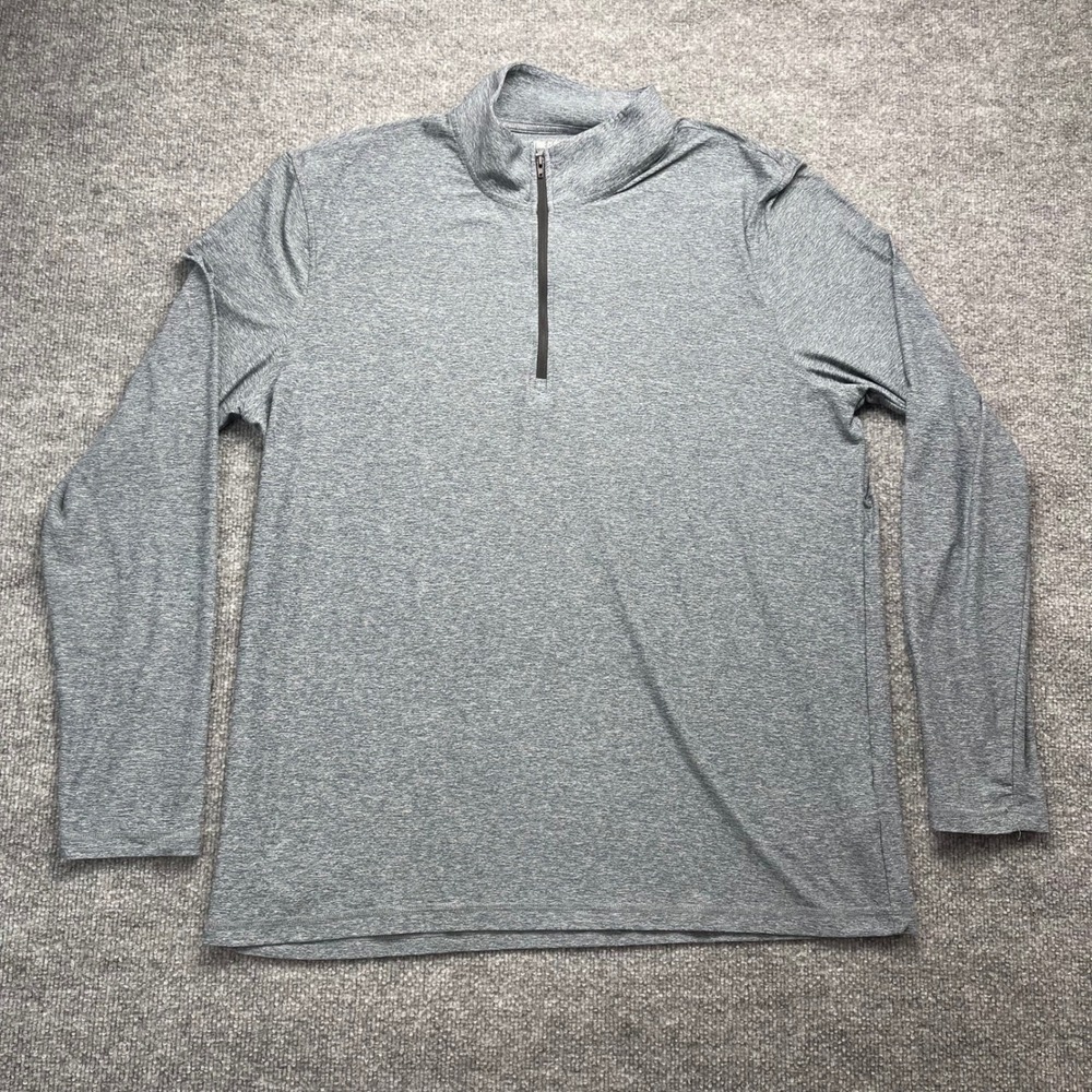 True Classic Mens XL Quarter Zip Pullover Heather Grey Performance Long Sleeve
